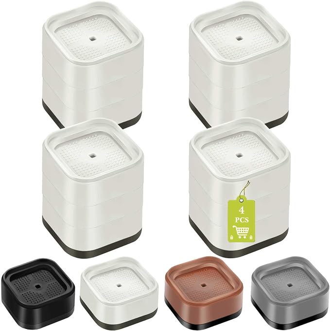 4 Pack Furniture Risers 3 Inch, Adjustable Bed Risers Heavy Duty for Table Desk Couch Chair Sofa Cabinet Bed Legs Dorm, Square Stackable Bed Raisers Blocks Lift Height 1", 2",3"or 4", White