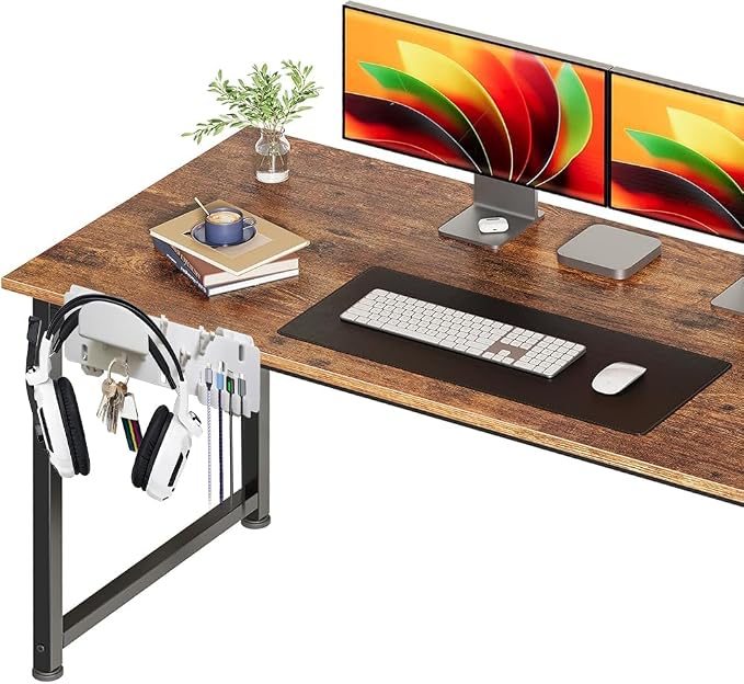 Desk Edge Pegboard Organizer, Clamp-on Desk Organizer with Headphone Holder, Cable Management & Hooks, Fits 0.79"-1.57" Desktop Thickness, for Home Office Gaming Setup Organization