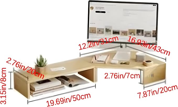 Corner Monitor Stand with Storage Space Triangle Riser Combo Desktop Corner Shelf with Cup Holder Pegboard Office Desk Accessories and Organizer for Office & Home,Black,Single Layer