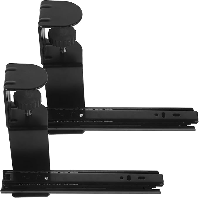 Ipetboom 2 Sets Adjustable Desk Extender Bracket Arms with Sliding Rails, Foldable Keyboard Support Shelf for Office Desk Extension and Workspace Organization