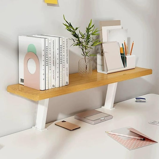 Clamp On Desktop Bookshelf, Versatile Desktop Shelf, Organizer Table Shelf, Computer Desk Heightening Shelves, C-Clamp Design with Rubber Pad, for Table Accessories(Yellow,60cm/24in)