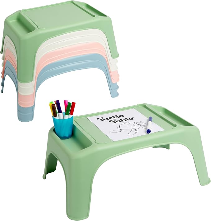 LAPGEAR Turtle Table Kids Flexible Seating Lap Desk Tray with Storage for Snacks, Play, Classroom, and Sensory Activities - Assorted Pastels - Pack of 8 - Style No. 20120