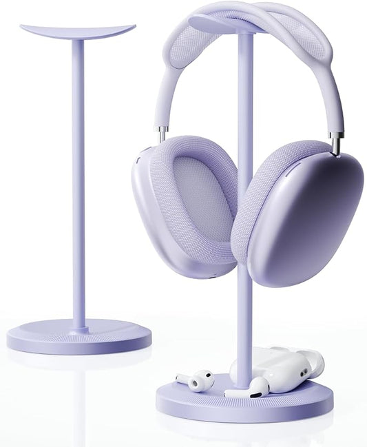 Headphone Stand, Desktop Headset Holder, Purple | Earphone Stand, Gaming Headphone Hanger, Enlarged Headrest Heavy Base, Office Desk Accessories for All Headphones Size