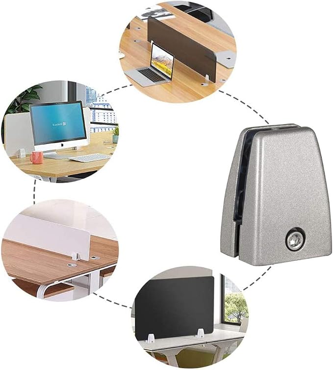 20 PCS Office Desk Partition Support Bracket,Desk Divider Clamp Brackets Shelf Clip Clamp Holder Screen Clip Holders,Desk Privacy Screen Clips Clamps Sneeze Guard Bracket Support 0-1/2" Panel