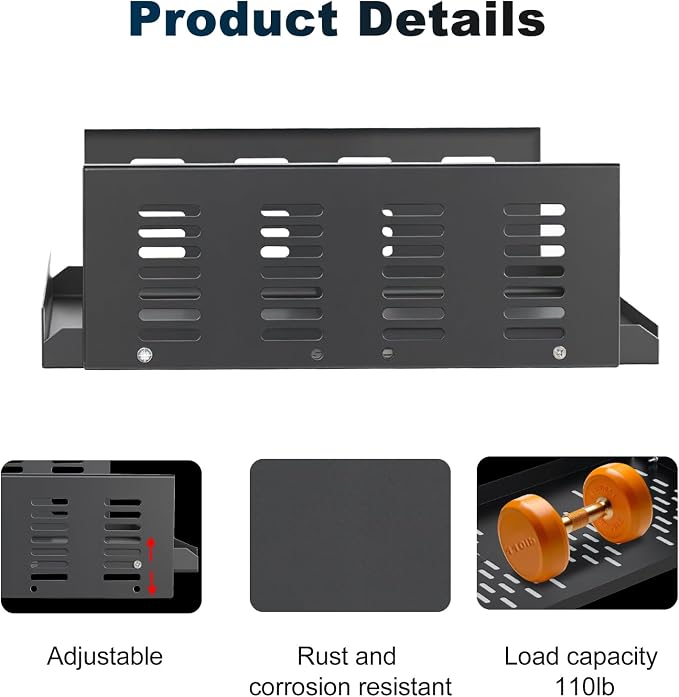 Adjustable Under Desk Mount for Small Form Factor SFF Computers and PCs, Product Using Space 17.3" x H 4.2" x D 12", Compatiblet with PlayStation 4(4 inch High)