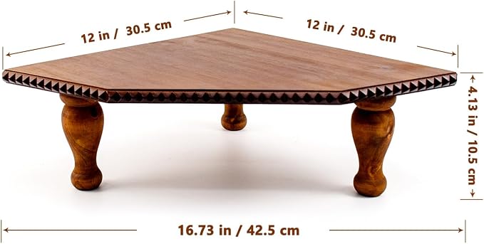 BONNY DODO Wood Vintage Brown Corner Pedestal Stand, Rustic Decorative Riser for Display, Farmhouse Wood Corner Counter Shelf with Cube for Kitchen, Bathroom, Dressing Table (Drah Brown)