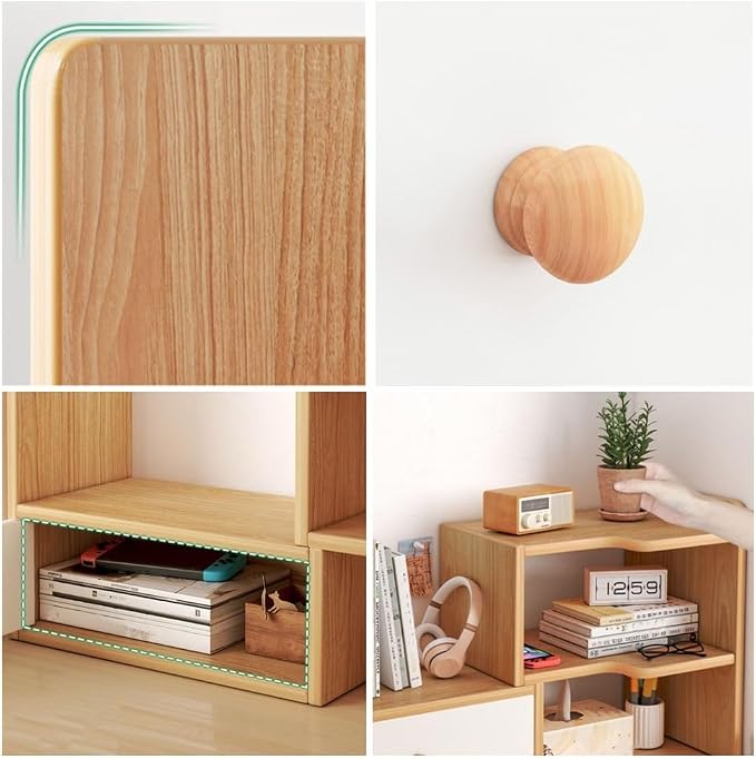 Customizable Multi Layer Desk Organizer for Home, Office Organizers and Storage, Corner Bookshelf on The Desk (Color : Right corner with 1 door, Size : Yellow)