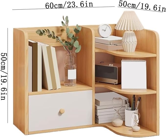 Office Multi-Layer Corner Desktop Bookshelf Density Board Home Organizer Shelf with Drawer Home