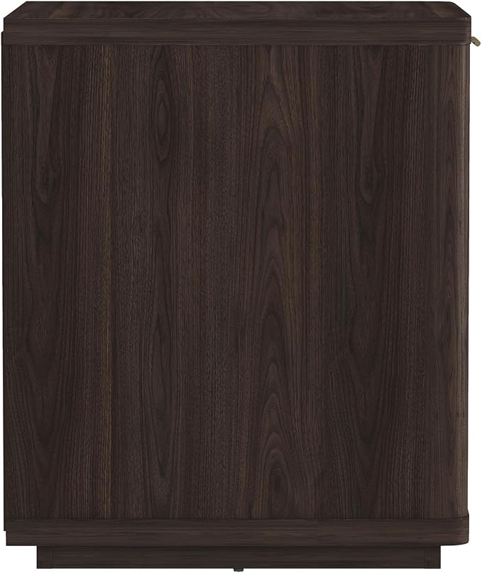Manhattan Comfort Evelyn Nightstands Set of 2 with Full Extension Drawer and Open Shelf – Modern Bedroom Night Stand or Living Room Side Tables with Storage – Easy Assembly, Brown