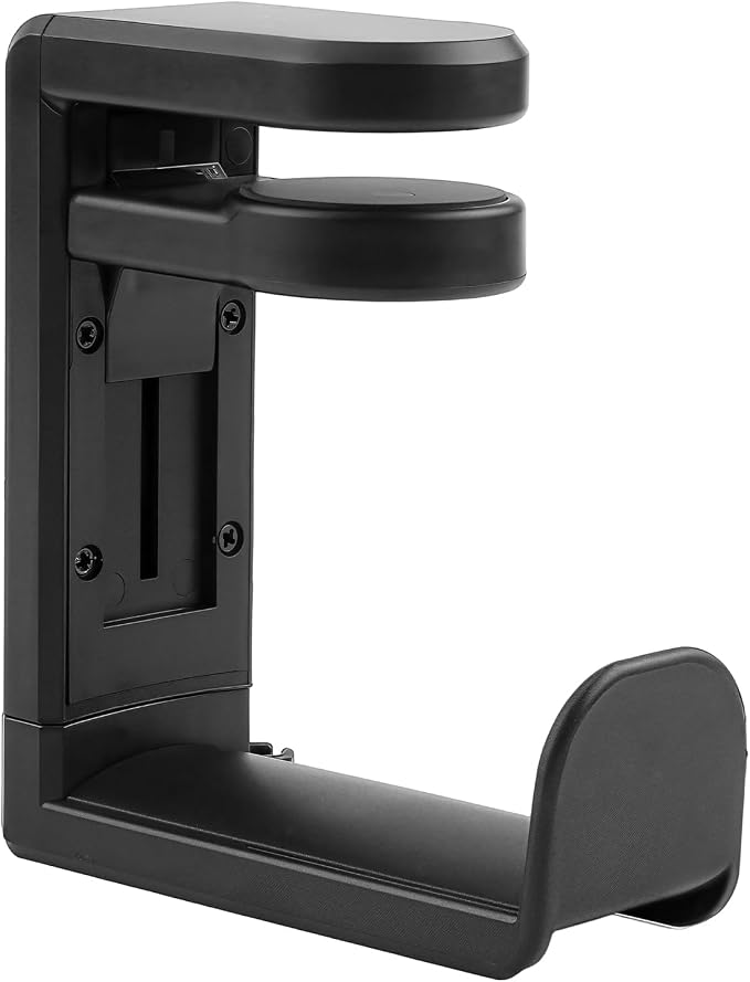 Rotating Headphone Stand, No-Drill 360° Rotating PC Gaming Headset & Controller Holder, Under Desk Hanger with 360 Degree Swivel & Cable Clip Organizer