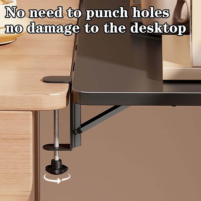 Ergonomic Desk Extension Shelf No Drill Computer Stand Curved Home OfficeWhite 70 x 25 cm - Space-Saving Adjustable Modern Design