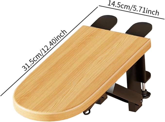Desk Extension Tray Side Table Workstation Organizer Multifunctional Foldable Space Saving Table Arm Rest Clamp on Desk Shelf 12.4x5.7 inch- Wood 2 Clamp