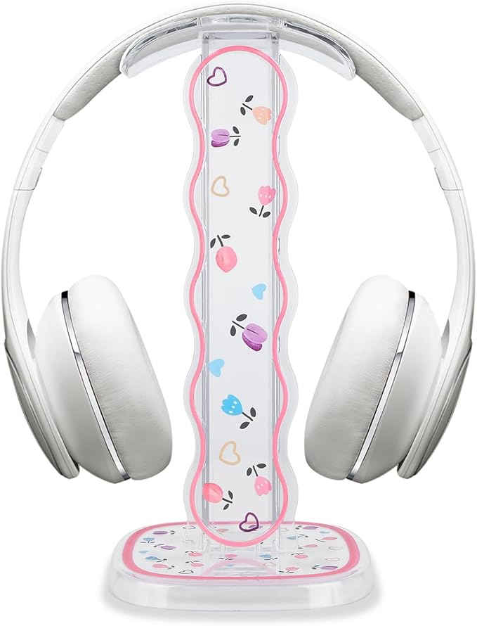 CamyCosy Headphone Holder for Desk, Gaming Headset & Earphone Stand with Tulip Flowers Pattern