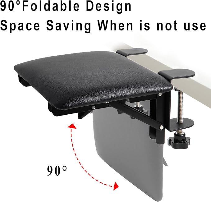 eulps Foldable Arm Rest for Desk, Clamp-On Desk Arm Support Pad with Soft PU Leather Cushion, Ergonomic Wrist & Forearm Rest for Computer Typing, Mouse Use, Gaming, Home Office