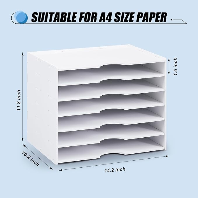 Juexica 7 Tier Scrapbook Paper Organizer 14.2 x 10.2 x 11.8 Inch Stackable Paper Storage Holder for Desk Desktop File Organizer for Home Office Classroom School