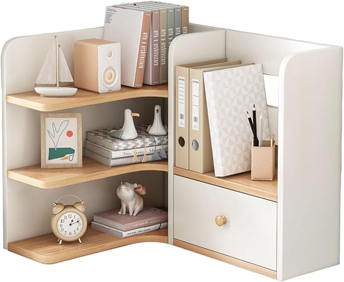 Stylish Corner Desk Nizers*Multi-Function Shelves Wooden Bookshelf for Office Bedroom Kitchen Living Room-Space-Saving Storage Solution..A-white-70CM