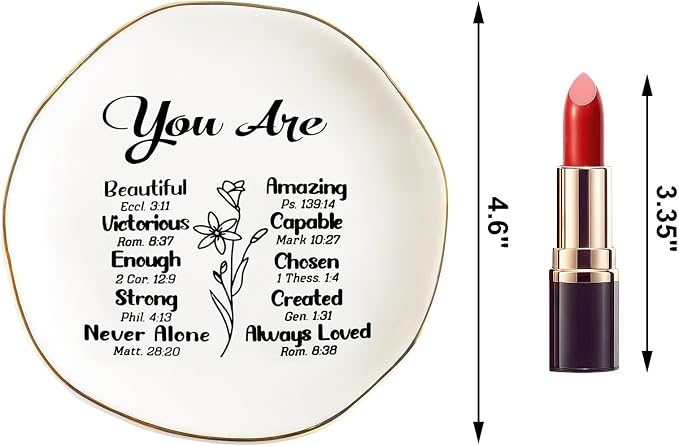 Ceramic Ring Dish Jewelry Tray For Mom Sister Friends Trinket Dish Confirmation Gifts For Teen Girls Christian Gifts For Women Trinket Tray Religious Gifts Spiritual Gifts For Women Confirmation Gifts