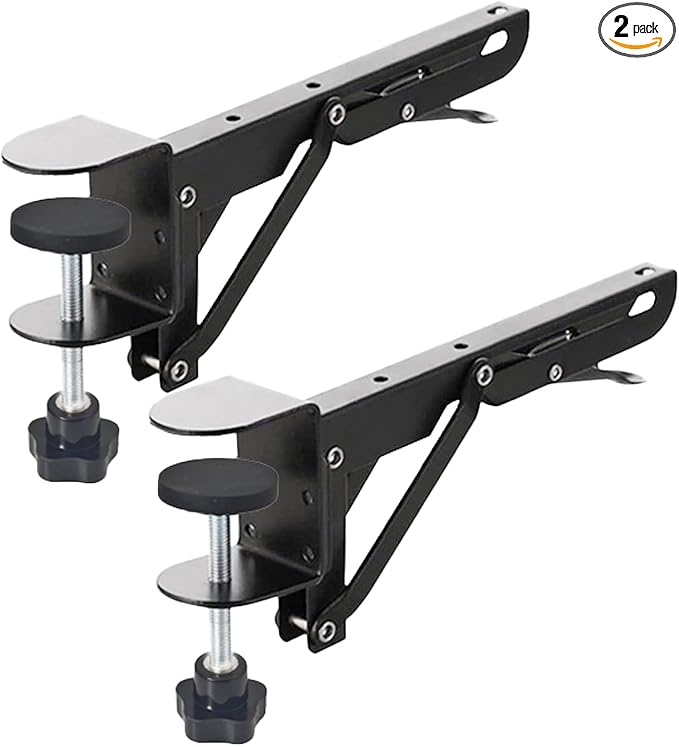 Table for Plate Folding Computer Extension Desk Iron Holder Support Spacer Foldable Bracket Extender Keyboard Rack Folding Shelf Brackets with 2 Inch Desk Clamp, Countertop Extension Fold Down