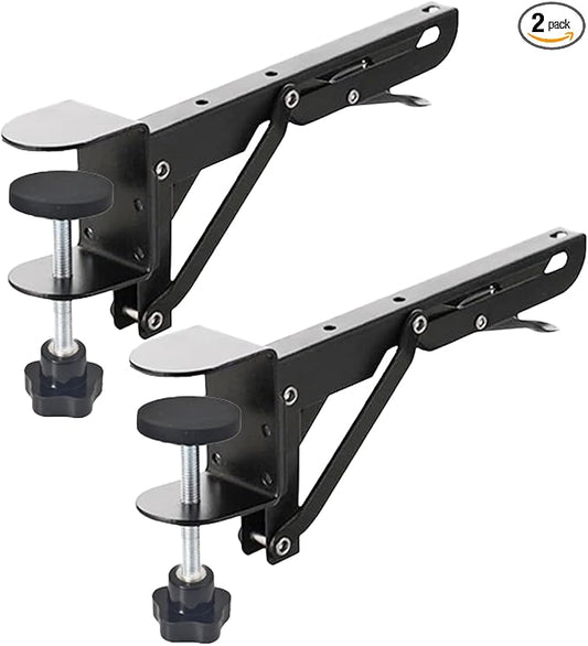 Table for Plate Folding Computer Extension Desk Iron Holder Support Spacer Foldable Bracket Extender Keyboard Rack Folding Shelf Brackets with 2 Inch Desk Clamp, Countertop Extension Fold Down