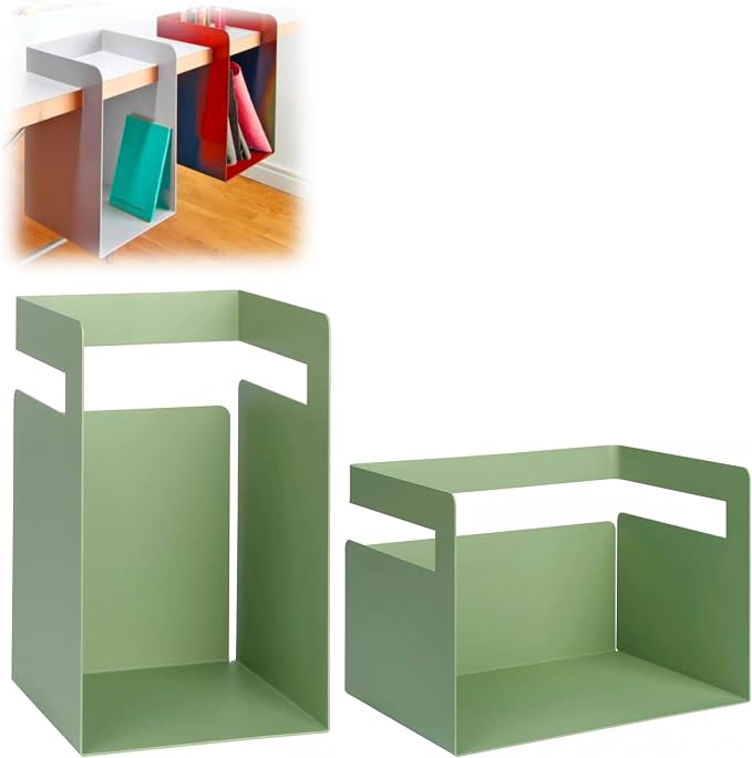 Desktop Shelf Organizer, Hanging Storage Box, Corner Storage Box, Desk Book Organizer for Office Supplies and Home Décor (Aqua, Small + Large)