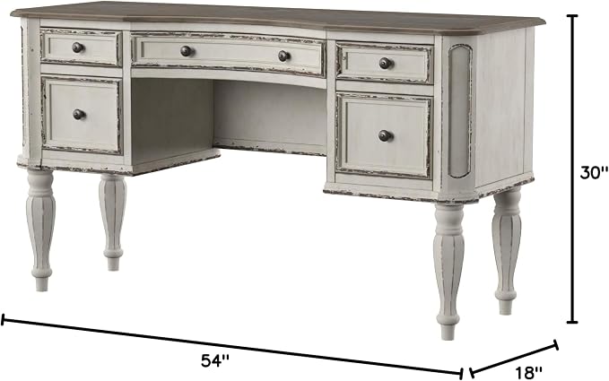 Liberty Furniture Industries Magnolia Manor Vanity Desk, W54 x D18 x H30, White