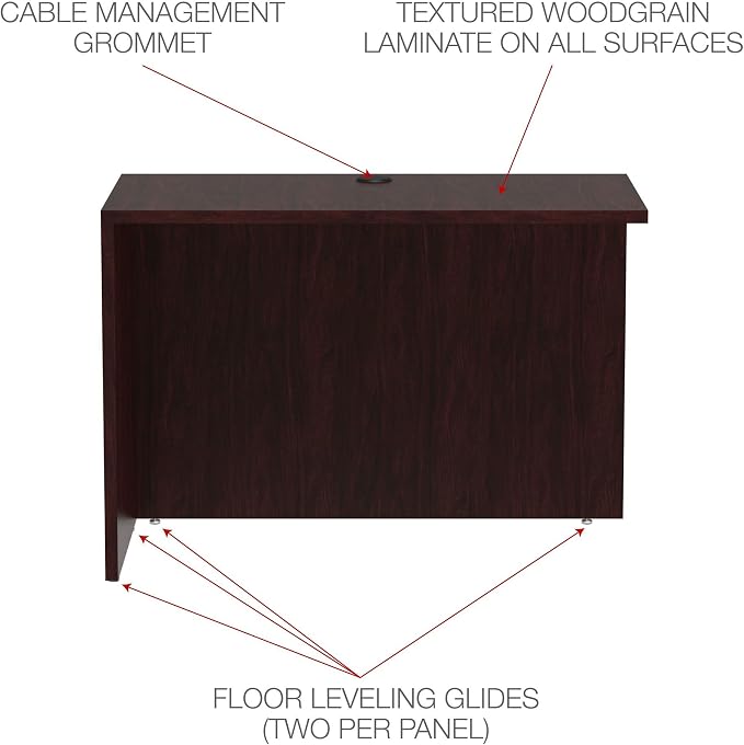 Alera Valencia Series Reversible Return/Bridge Shell, 42 x 23-5/8-Inch, Mahogany