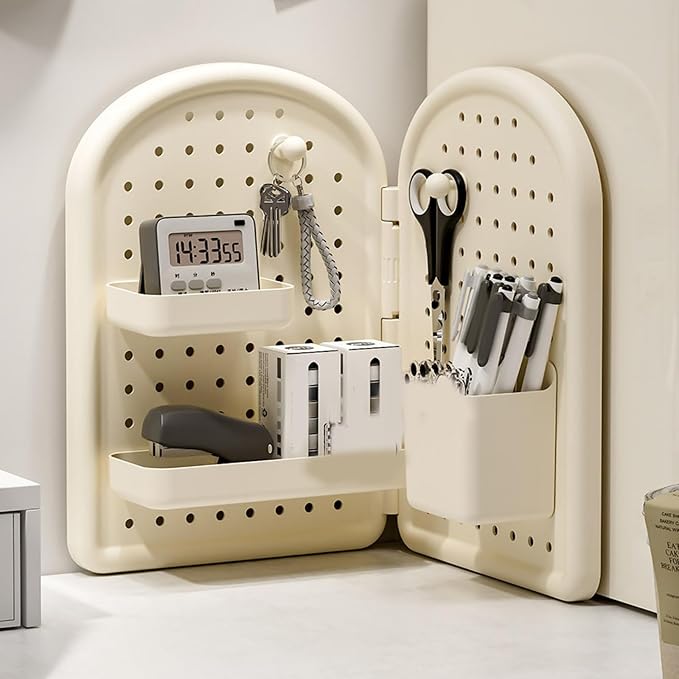 Space Efficient Corner Desk Organizers Pegboard Panel Easy Installation Storage Corner Desk Storage Shelf