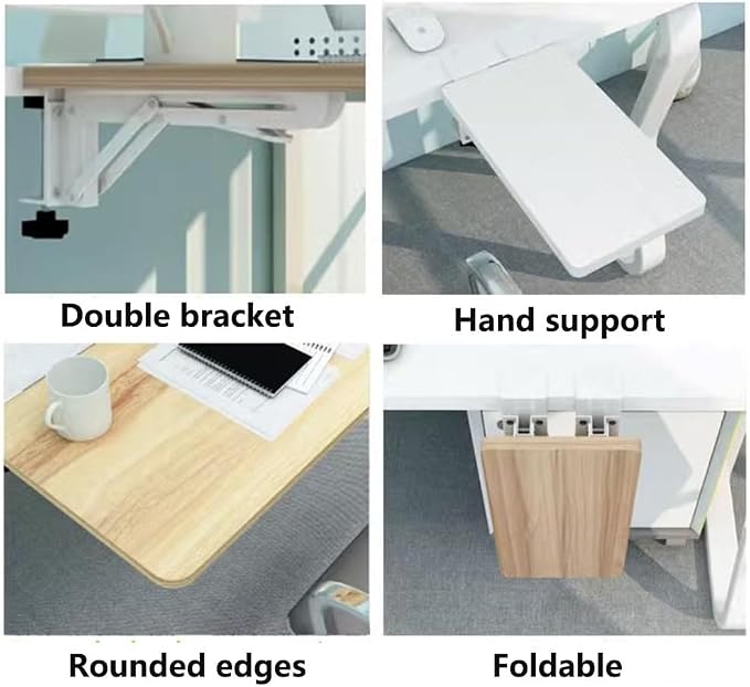Foldable Desk Extender Tray with Clamp-On Mount for Office and Home Use, Ergonomic Arm and Wrist Support