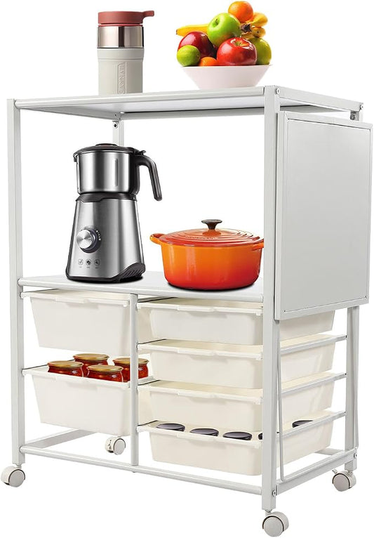 Storage Shelf Cart, Rolling Food Cart Bar Cart for Home Kitchen, Storage Organizer Shelf Cart with 6 Drawers