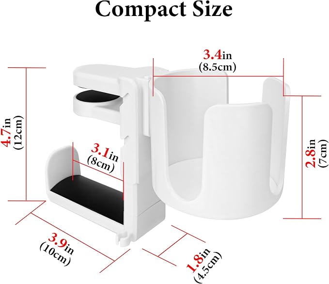 Geekria 2 in 1 Headphone Hanger&Desk Cup Holder, Under Desk Clamp Rotatable Headset Compatible with Sennheiser, Bose, Beats, Razer, HyperX, Sony, Suitable for Coffee Mugs, Water Cups (White)