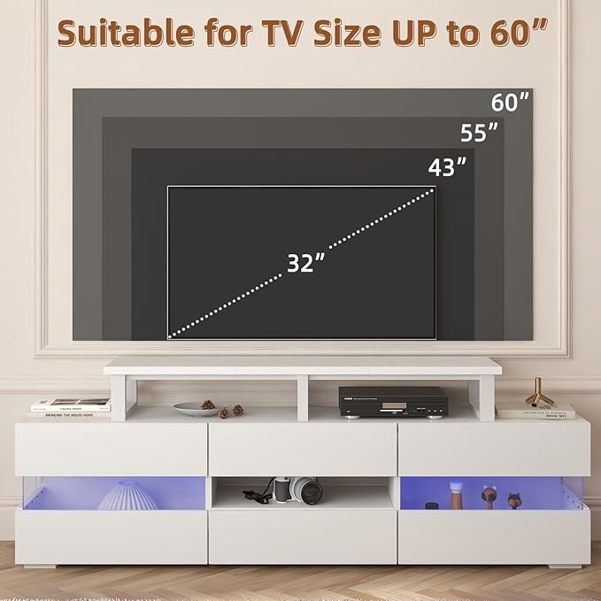YAOHUOO 45" Large TV Riser for 32-60 inch TV, TV Riser Stand Shelf,White | Steel Legs,Tabletop TV Stand Riser for Home Office,Fit TV/Monitor/Laptop/Soundbar,7.1"Height,Holds up to 120lbs