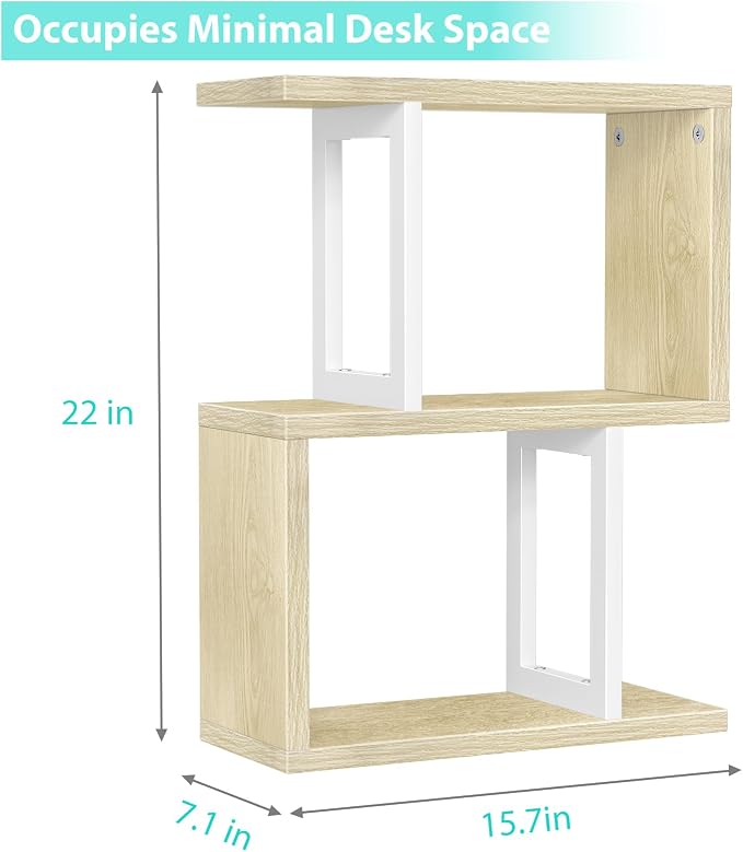 Desktop Bookshelf for Top of Desk Shelf - Bookcase 3-Tier Shelves Storage Small Book Organizer Hutch for Dorm Office College Table Top Organization