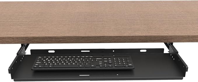 Sliding Keyboard Tray Under Desk, Pull-Out Keyboard and Mouse Tray, 27 x 9.8 inches Large Platform Slide-Out Computer Drawer for Typing, Metal, Black