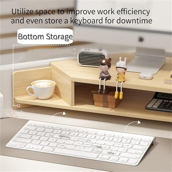 Corner Laptop Stand with Storage, Extended Monitor Stand for Desk, Multifunctional Desktop Computer Storage Shelf, Desk Organizer Rack for Office, Study(Black)