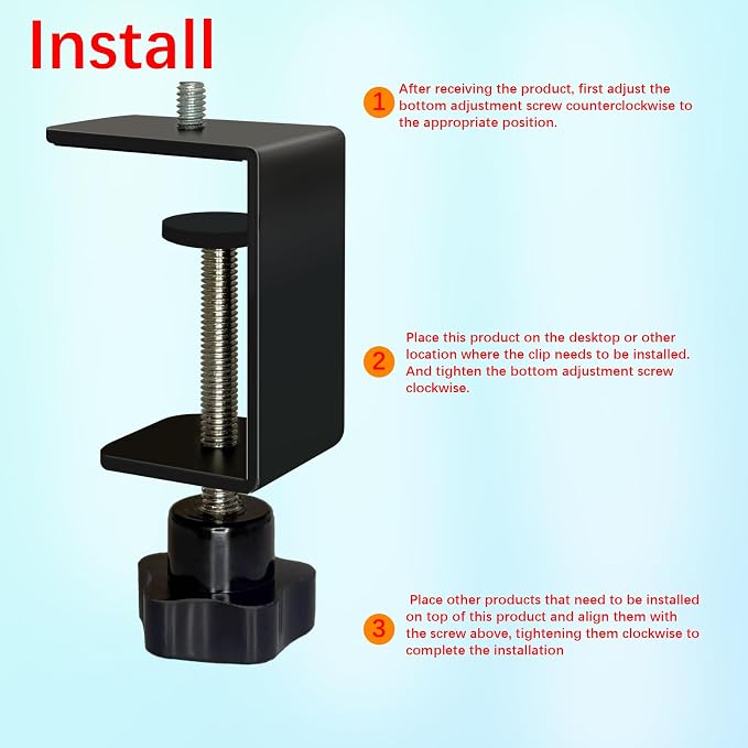 2-Pack Heavy Duty Adjustable C-Clamp with M8 Stud Mount - Steel Desk Clamp for Lamp, Microphone, Light Poles & Table | Multi-Purpose Clamps for Secure Mounting