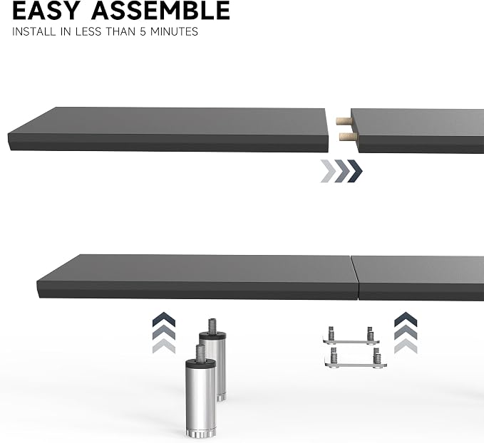Fenge 39.4 Inch Dual Monitor Stand, Height Adjustable Monitor Riser Stand for Desk, Wooden & Steel Monitor Shelf for 2 Computers up to 99lbs, Stable Desk Organizer for PC Laptop TV, Black
