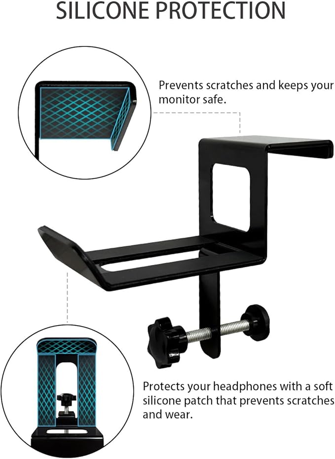 Monitor Back Stand for Headphone, No Adhesive Needed Space Saving Desk Organizer, Compatible with Different Computer Monitors