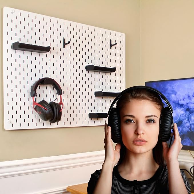Headphone Holder Compatible with IKEA SKADIS Pegboard, Headset Hanger Hook Mount for Desk Setup