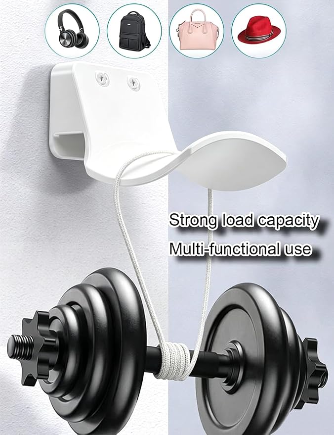 2-Pack Wall Mount Headphone Hanger, Adhesive Screw-in Headset Holder Hook, Under Desk Curved Headphone Stand for Gaming PC, PS5, Xbox Accessories, White