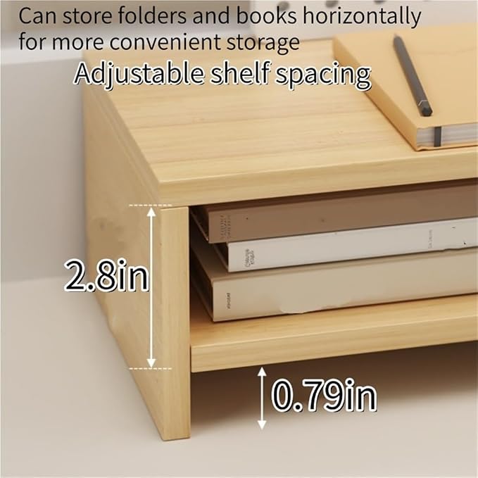 Corner Laptop Stand with Storage, Extended Monitor Stand for Desk, Multifunctional Desktop Computer Storage Shelf, Desk Organizer Rack for Office, Study(Natural)