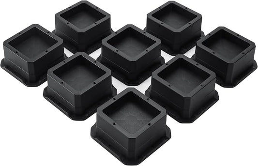 BTSD-home Adjustable Bed Risers 1 Inch Heavy Duty 8 Pack Furniture Risers Dorm Bed Risers Table Desks Legs Extenders Blocks Black