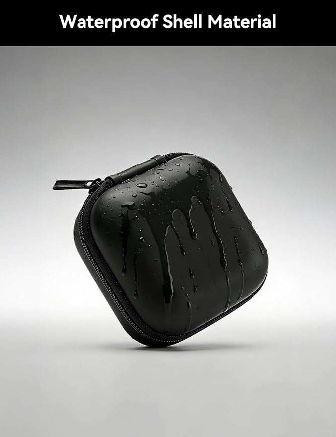 MAS CARNEY Earphone Case, Headphone Earbud Hard Protective Carrying earplug Case Bag for Wired Earphones MP3 Small Items