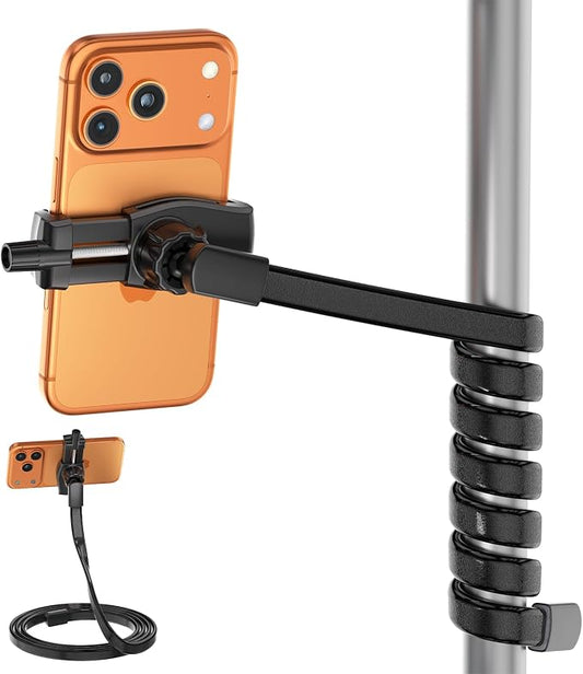 Flexible Phone Holder for Treadmill |Stroller |Wheel |Chair Pole |Stick |Rod |Tube |Shelf | Railing |Cart,35.4" / 90 cm Gooseneck Arm Mount,Compatible with 3.5~7.5" iPhone/LG/Galaxy Smartphone
