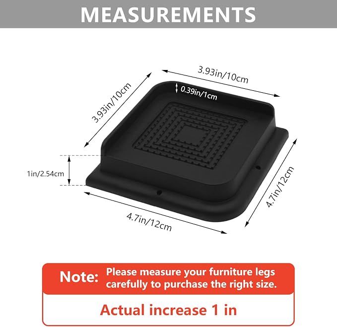 Bed Risers 1 inch Heavy Duty, 6 Pack Oversized Furniture Risers, Black Bed Lifts Risers for Table, Sofa, Chair, Couch, Desk, Bed Frame Risers Supports Up to 6,500 Lbs