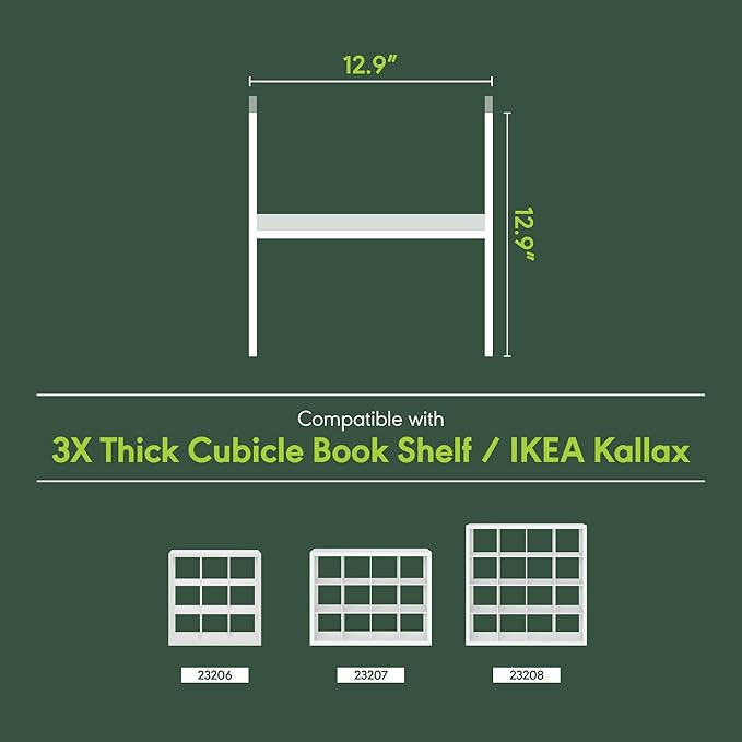 Furinno Cubicle Cube Insert, H-Shelf Cube Organizer, 2-Tier Shelf Accessory, Fits into Furinno Triple Thick Cubes, IKEA Kallax, for Organizers and Storage, White