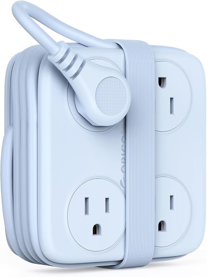 5 Ft Extension Cord with 3 USB Ports, ORICO Power Strip for Desktop, 4 Side Outlet Extender(8 AC) & Flat Plug, 11 in 1 Charging Station for Home/Office/Dorm - AP3 PRO