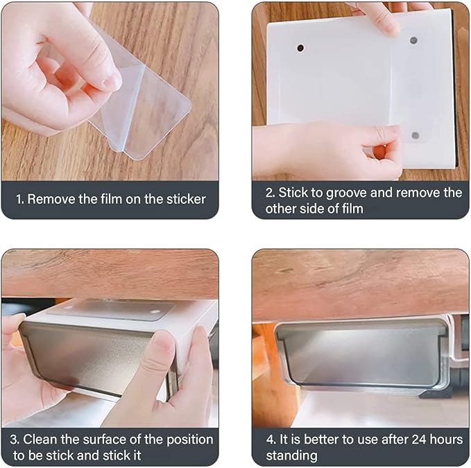 Davidsons Collection Self-adhesive Under Desk Drawer, 2 Packs Table Hidden Organizer Slide Out Large Storage Desktop Pencil Tray for Office Home School Kitchen , Matte Black