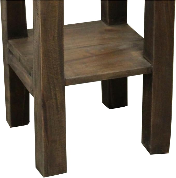 HomeStock Two-Tier Side Table with Drawer - Fully Assembled Narrow End Table raftwood Brown