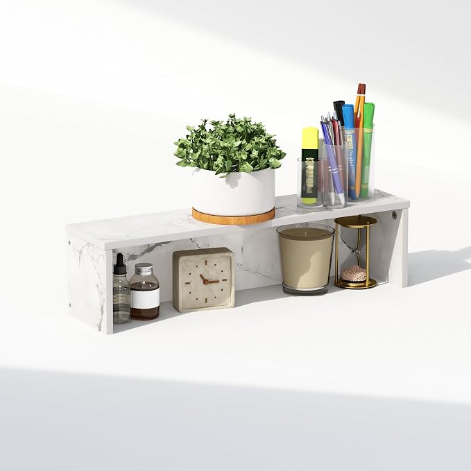 Furinno Classic Desk Organizers and Accessories, 23-Inch Desk Organizer, Desktop Organizer, for Office Supplier, Office Desk Accessories, Marble White