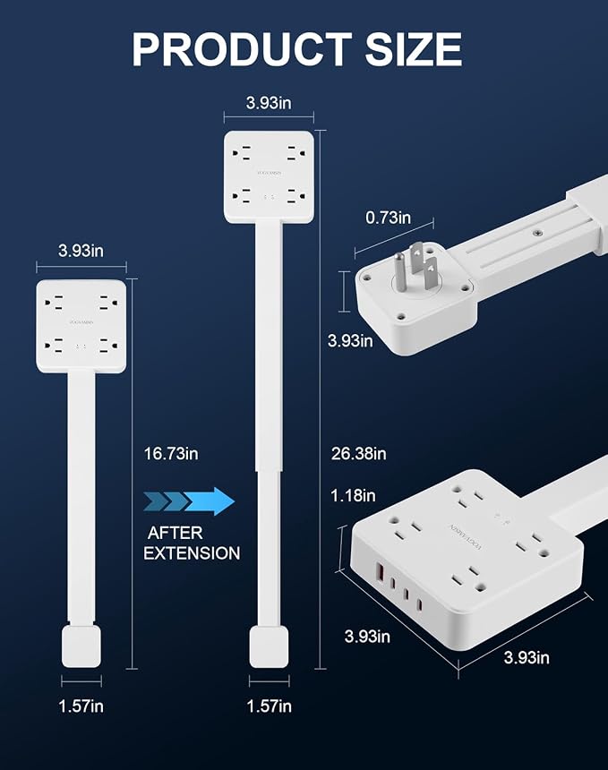 Desk Clamp Power Strip, Surge Protector with 6 AC Outlets and 4 USB Ports, Desk Mount Charging Station, Fit 1.97in Tabletop Edge Thick, 6FT Extension Cord, for Home Office Gaming Accessorie